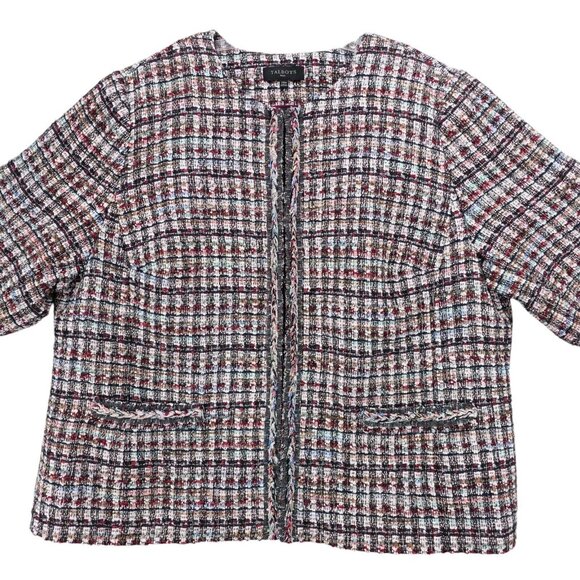 TALBOTS Adele Tweed Jacket Multi Colorful Metallic PLUS Size 24W - Picture 2 of 10